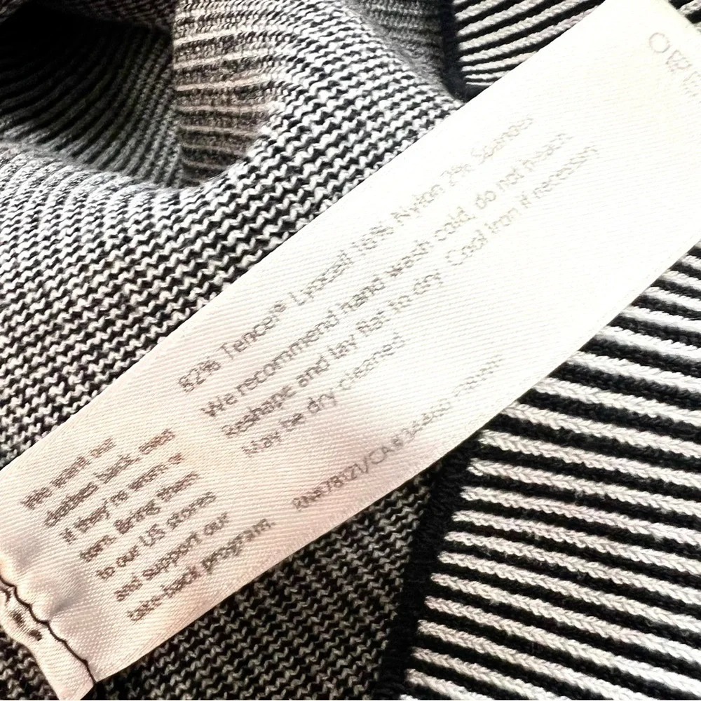 Eileen Fisher Black & White Mens Ringer Crew Neck Oversized Sweater Women Medium - Picture 9 of 10